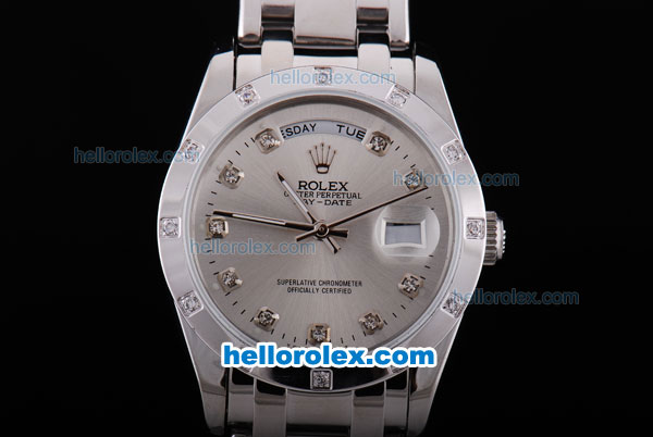 Rolex Day-Date Automatic with Diamond Marking and Grey Dial - Click Image to Close